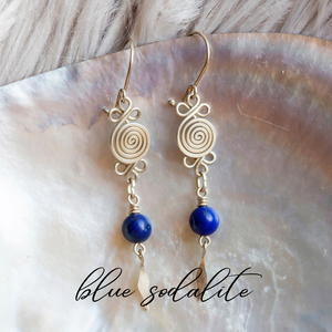 Blue Sky Dreamy - Sodalite Crystal Earrings - Drop Earrings for Women