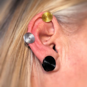 No Pierce Earrings For Keloid Flattening, Treatment and Removal. Gold, Black and Silver.