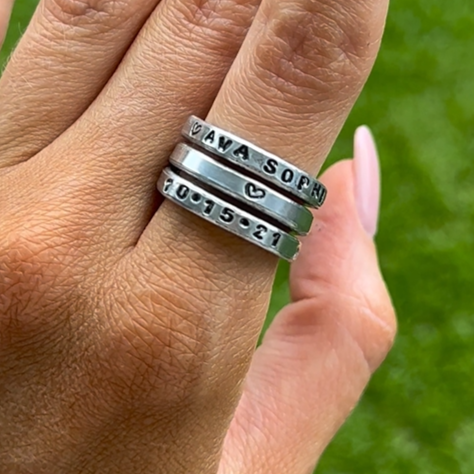 Hand Stamped Trinkets Rings Personalized Spiral Rings - Engraved Adjustable Ring Wraps