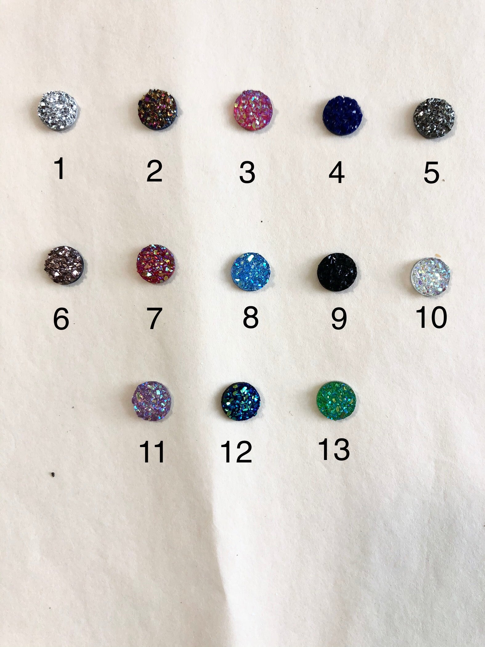 Magnetic Earrings Druzy Style for Unpierced Ears - 19 colors to choose from
