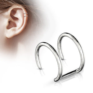 Gold, Silver or Black Double Hoop Ear Cuff