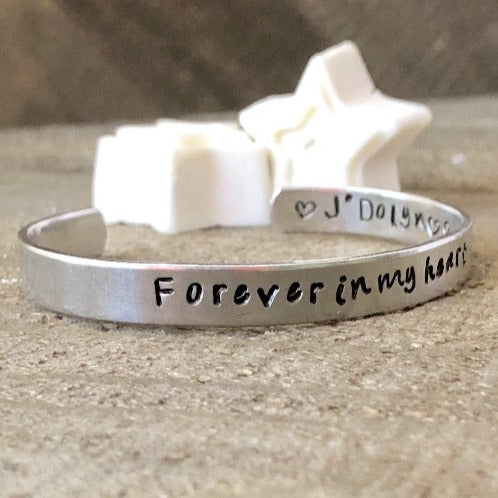 Hand Stamped Trinkets Bracelet Miscarriage Gifts Loss of Child - Forever In My Heart Jewelry