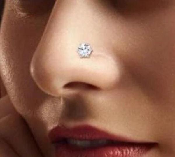 Hand Stamped Trinkets Fake Nose Stud - 7mm CZ Cubic Zirconia Crystal