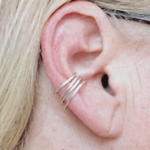 Hand Stamped Trinkets Jewelry Silver Ear Cuffs for Unpierced Ears - Conch Cartilage