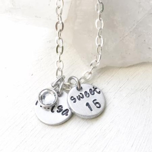 Hand Stamped Trinkets Necklace Gift Idea for 15 Year Old Daughter - Teenage Girl - Necklace
