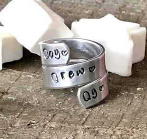 Stackable Name Ring That Won't Tarnish - Hand Stamped Trinkets Jewelry