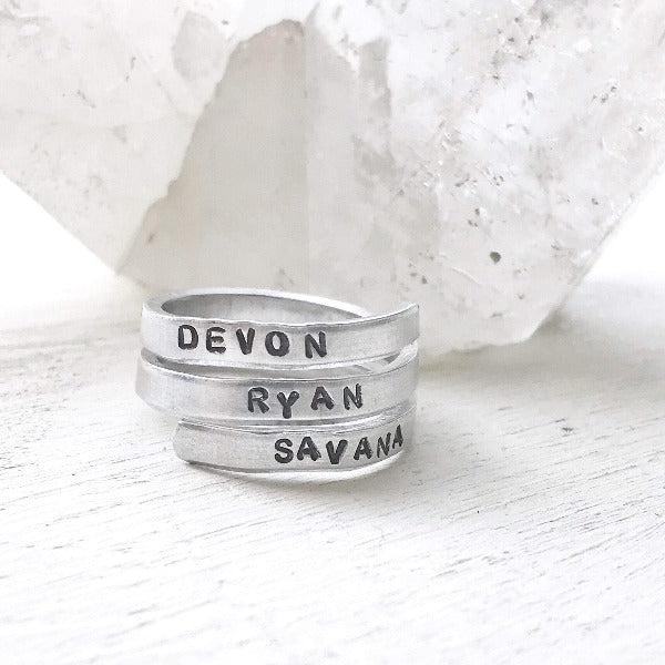 Stackable Name Ring That Won't Tarnish - Hand Stamped Trinkets Jewelry