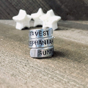 Hand Stamped Trinkets Rings Personalized Boho Wrap Ring - Triple Wide Band