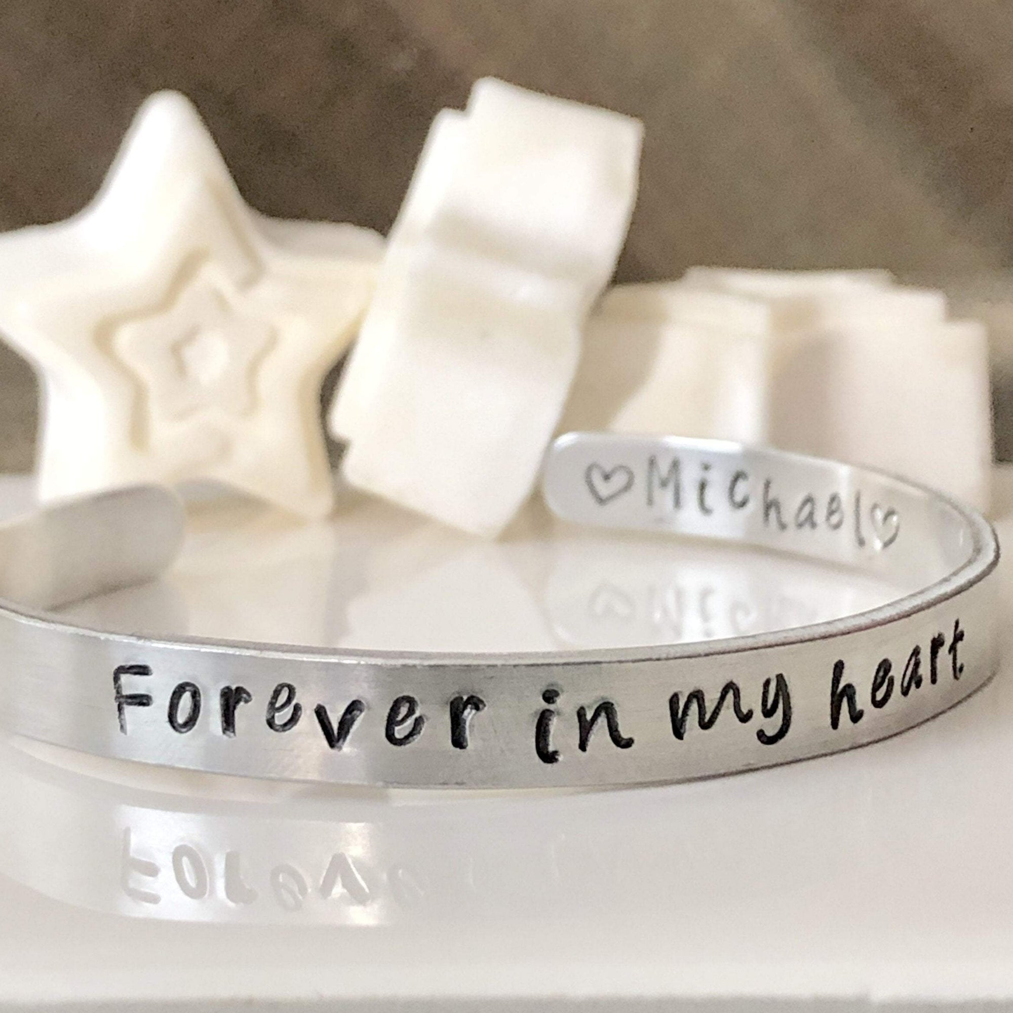 HandStampedTrinkets Bracelet Forever in My Heart Bracelet - Sympathy gift for loss of loved one
