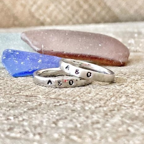 HandStampedTrinkets Rings His and Hers Promise Rings for Couples - Set of 2