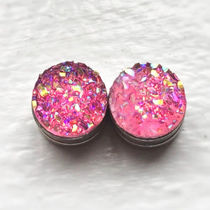 Pressure earring Keloid CZ diamond crystal or druzy, Mens earrings ear clip on, Scar treatment auricle earlobe 8mm earrings for men