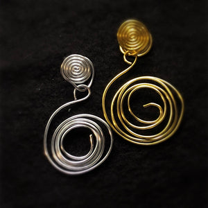 Clip on earring adjustable spiral earrings • Everyday dangle earrings copper spiral earrings • Gold spiral earrings • Large circle earrings