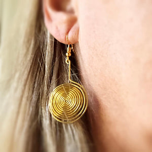 Pair spiral statement earrings, Modern lightweight swirl dangle simple boho earring, Whimsical silver, gold, black, purple, rose gold hooks