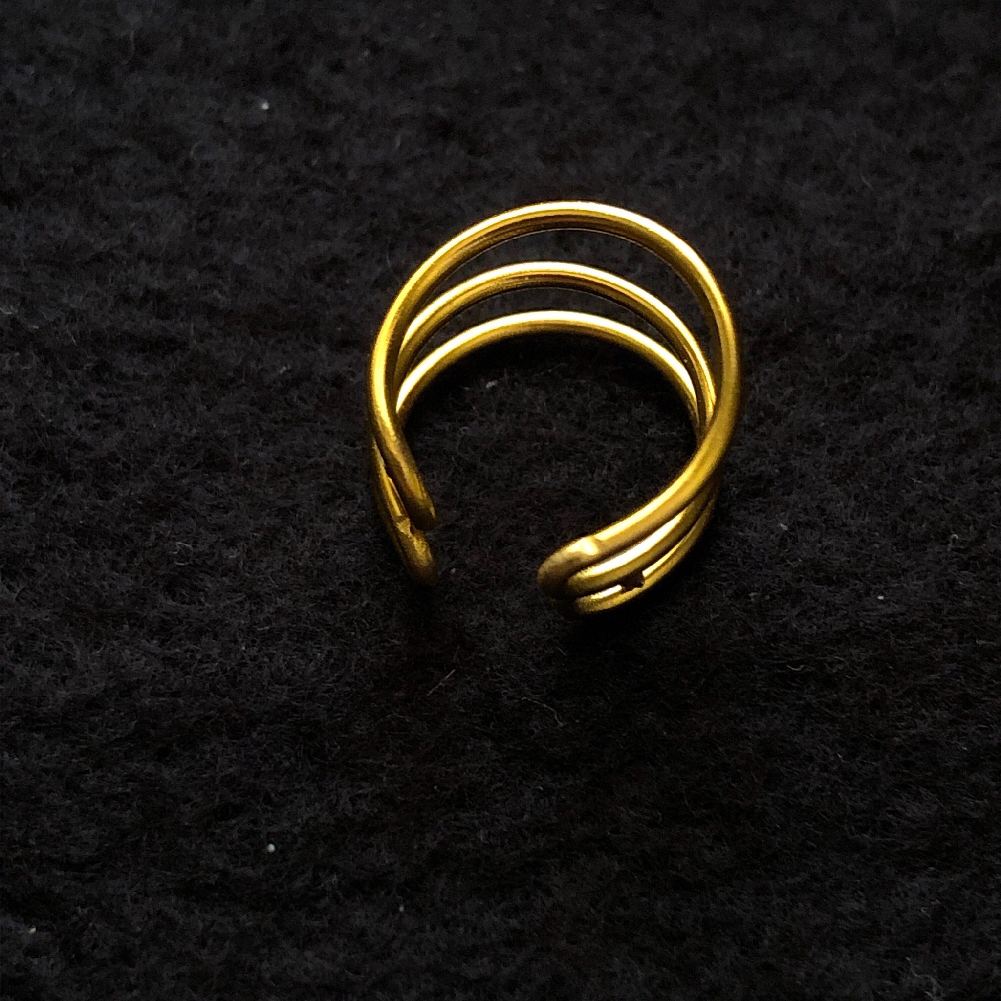Gold filled triple ear cuff • Invisible clip on earrings • Ear