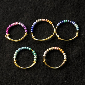 Set of two Dainty ring stack beaded rings  - Choose your colors
