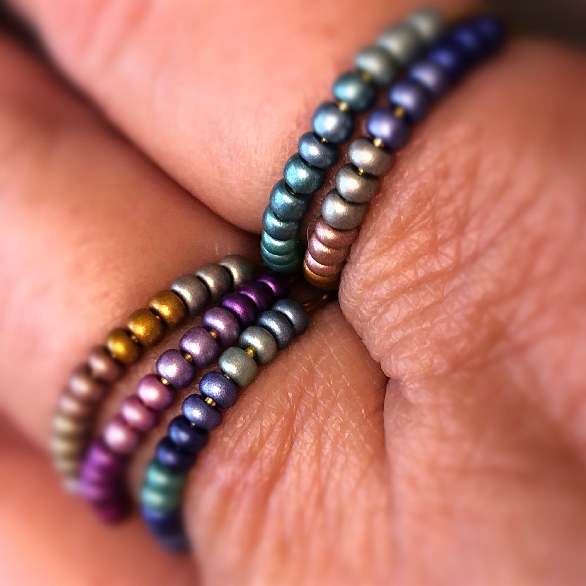 Set of 2 adjustable rainbow spinner ring • Stacking rings with colored beads anxiety ring • Fidget ring Spinning ring Worry ring • 24 colors