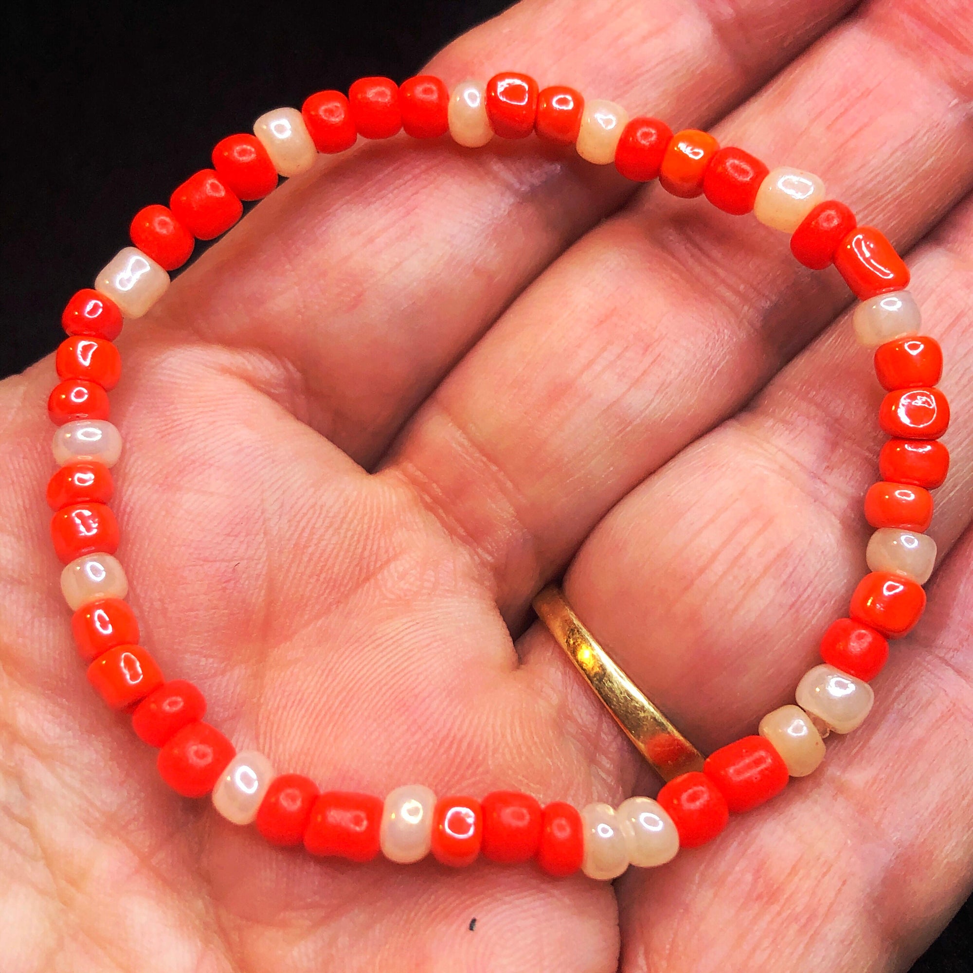 Handmade red Carnelian acrylic stretch bracelet