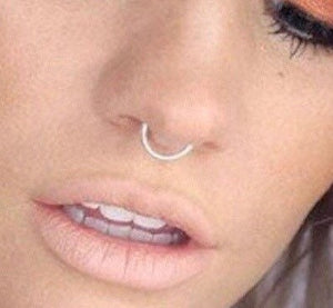 Set of 2 Fake nose rings hoops - ultra thin 26 gauge and thin 20 gauge