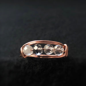Black rutilated quartz ring • Black quartz ring • Healing negative energy protection • Rose gold braided ring • Sterling silver, 14k gold