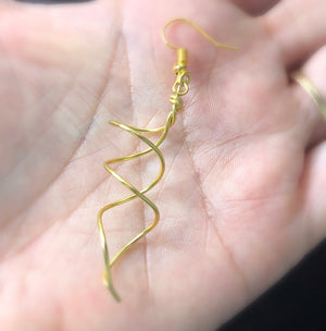 DNA science earrings biology and science jewelry, Gold double helix earrings, Simple dangle earrings, drop earrings • silver, rose gold too
