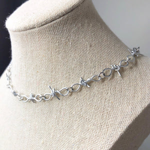 barbed wire choker necklace by handstampedtrinkets