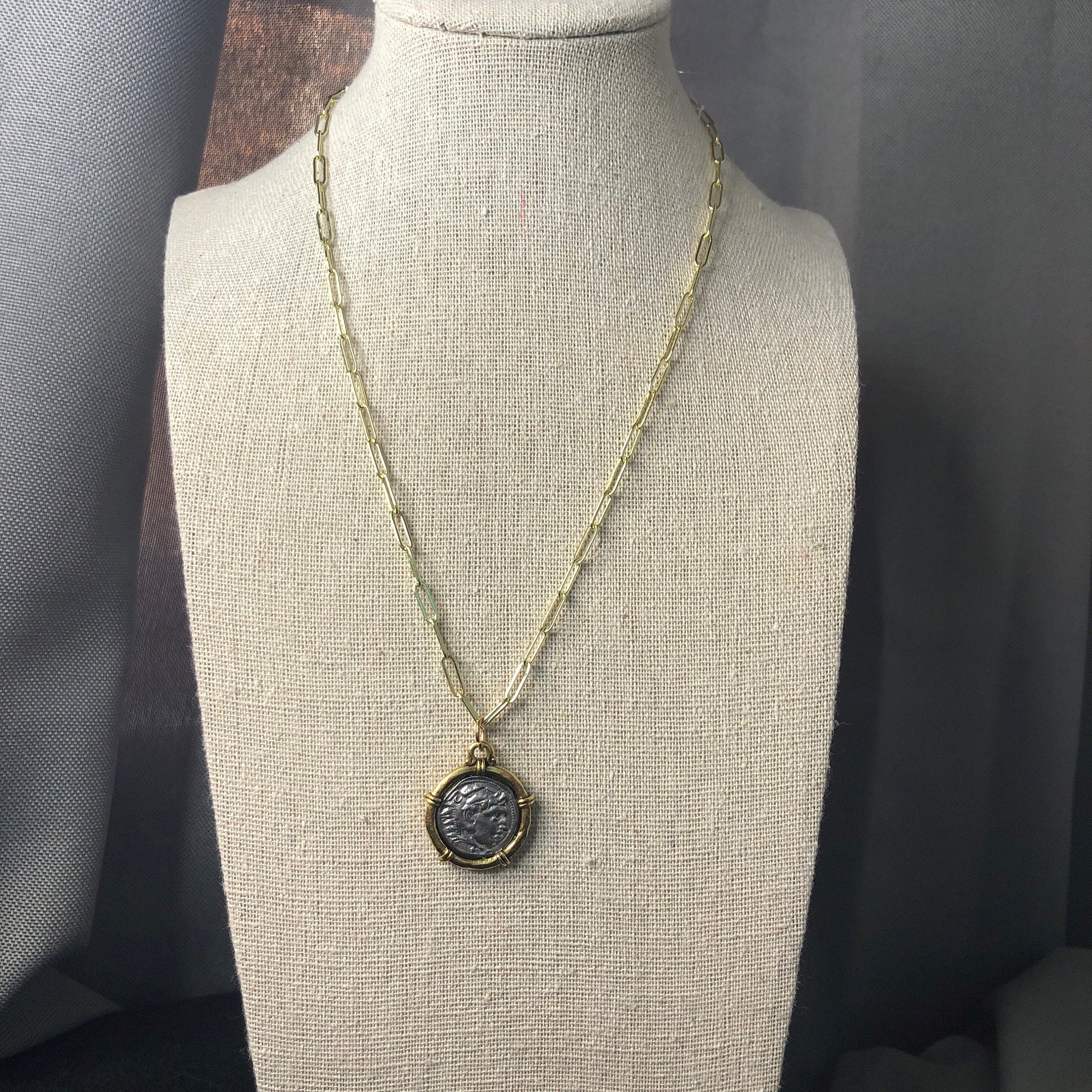 Handmade ancient roman coin necklace replica • Art Nouveau necklace • Ancient greek jewelry coin necklace • Gold coin necklace • Silver gold