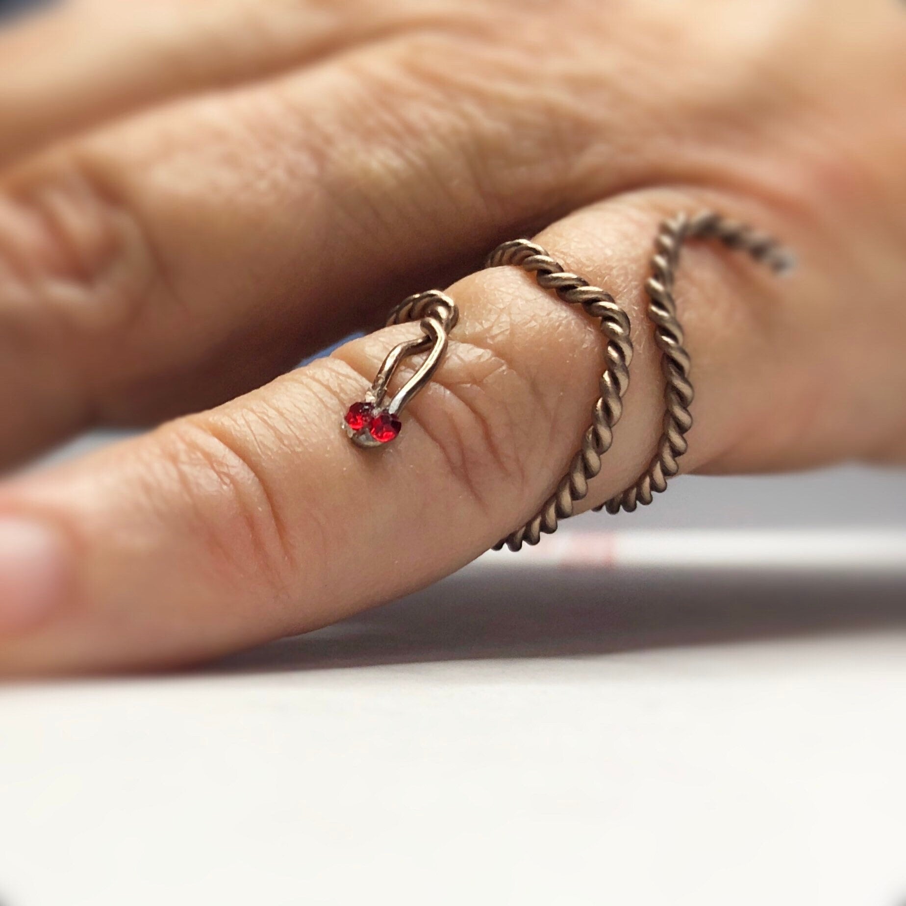 Handmade ruby gothic ring snake ring women, Wicked adjustable reptile ring gold, Sparkly evil eye serpent ring, Red snake eyes snake gifts,