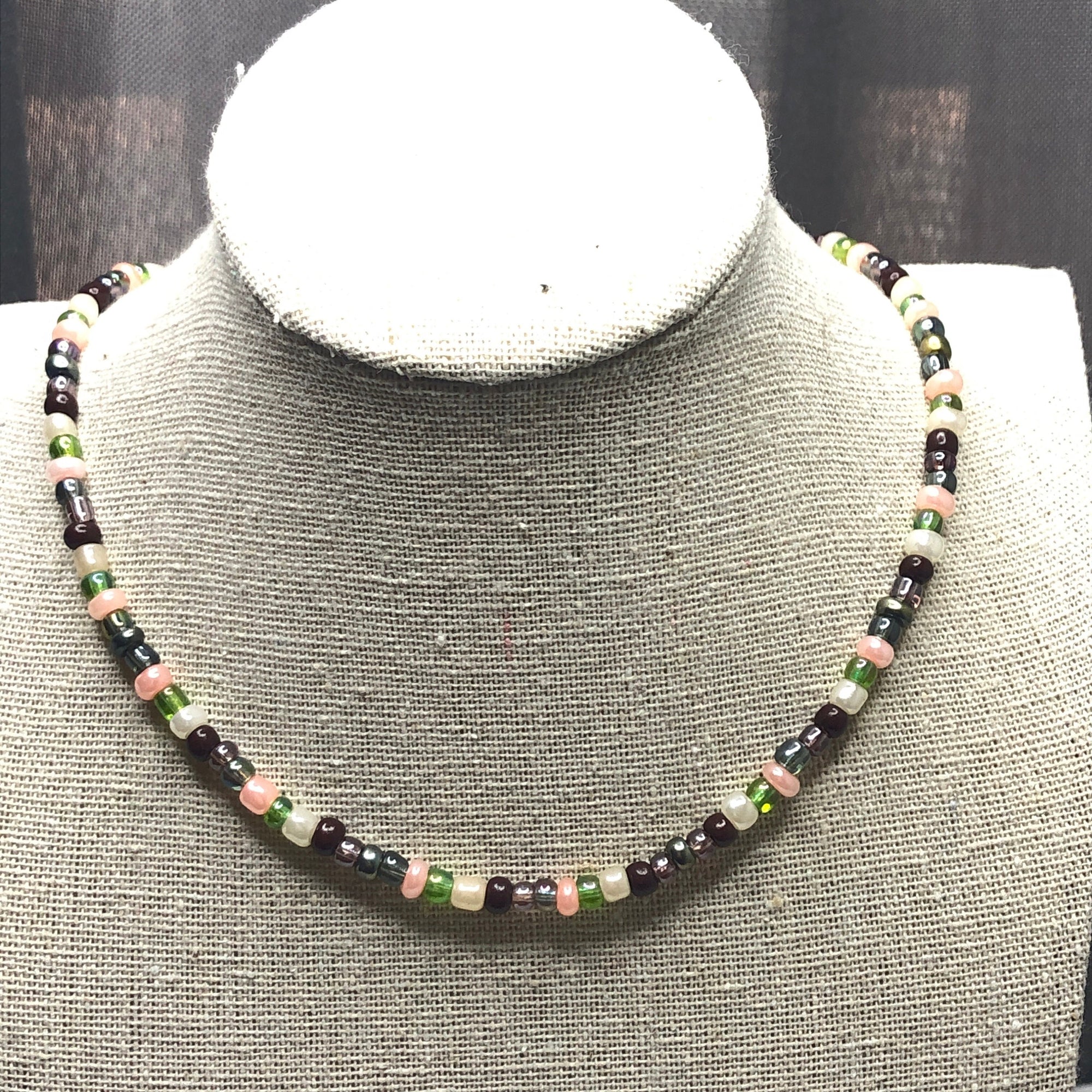 Nature inspired necklace earth tone jewelry • Woodland cottagecore jewelry • Contemporary jewelry minimalist necklace • 48 bead colors!
