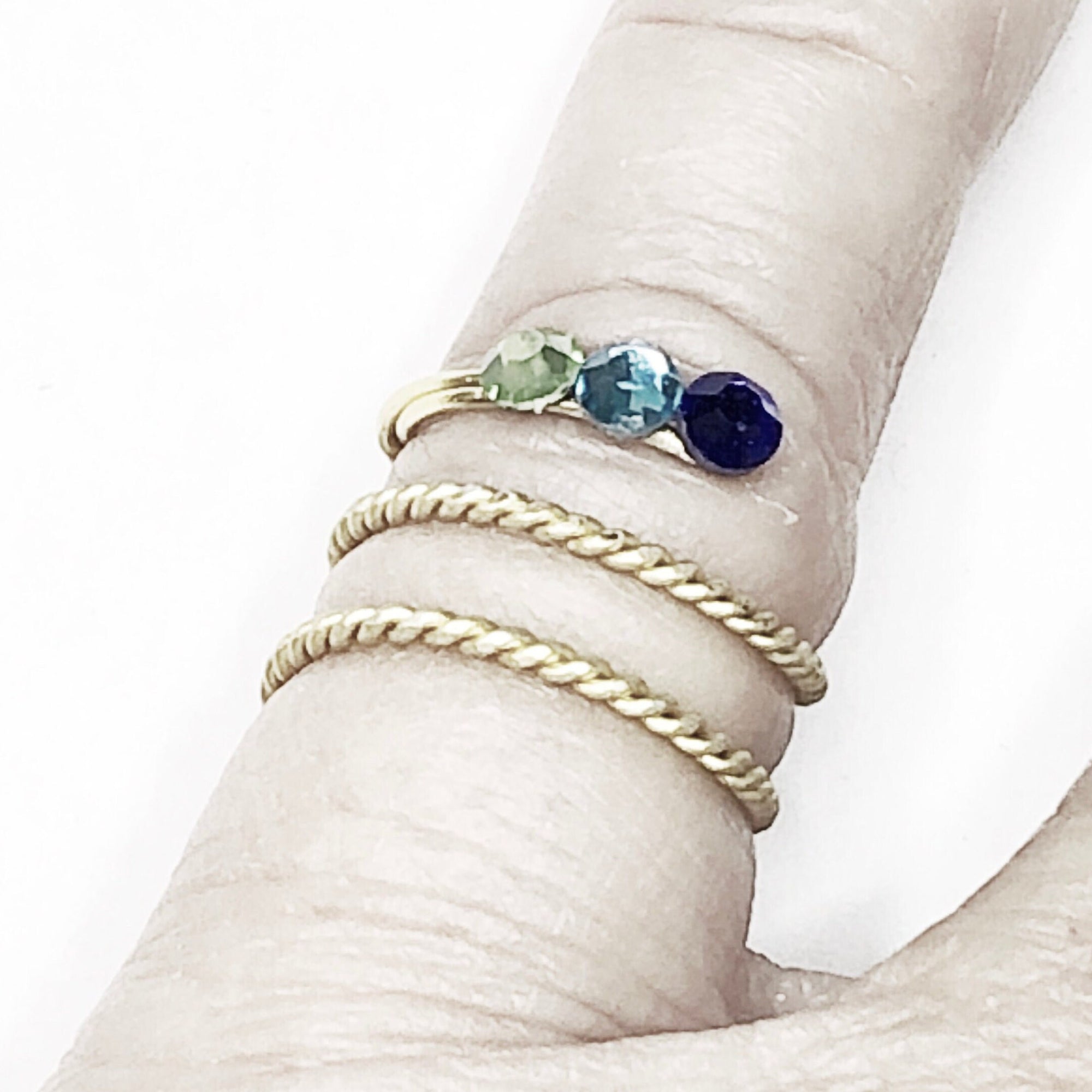 Handmade Sterling Silver birthstone ring, Beautiful keepsake ring set, Adjustable birthstone ring for mom, Colorful December birthstone ring
