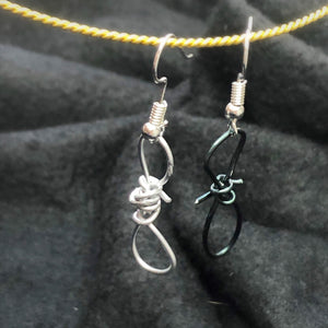 Barbed wire earrings for men • Unusual drop earrings • Mens dangle earring • Emo punk earrings • Spike grunge jewelry • Axe earrings