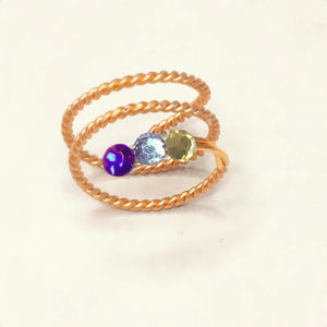 Handmade Rose Gold birthstone ring, Beautiful keepsake ring set, Adjustable birthstone ring for mom, Colorful December birthstone ring