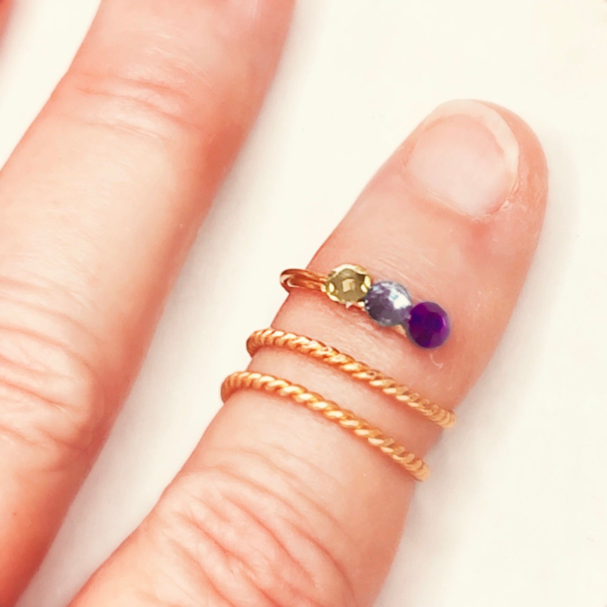 Handmade Rose Gold birthstone ring, Beautiful keepsake ring set, Adjustable birthstone ring for mom, Colorful December birthstone ring