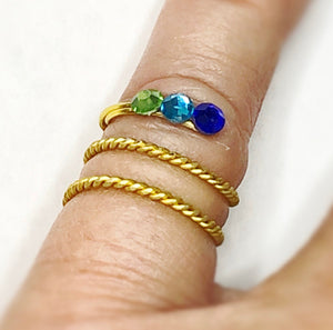Handmade wire wrapped birthstone ring, Beautiful keepsake ring set, Adjustable birthstone ring for mom, Colorful December birthstone ring