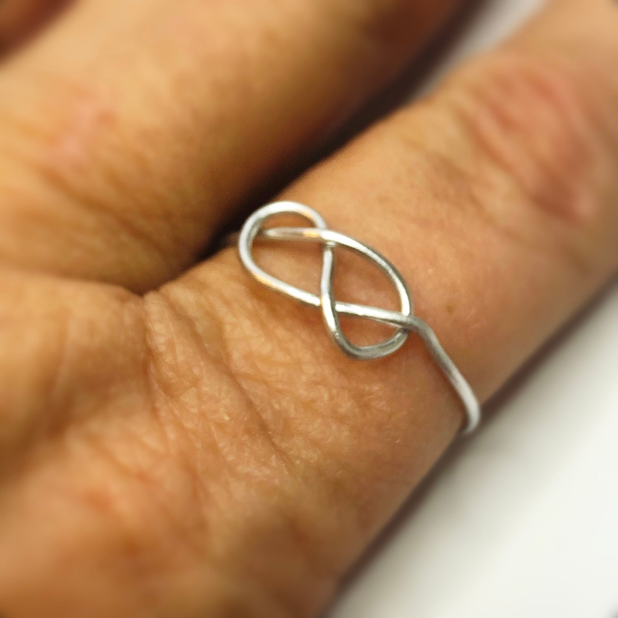 Silver Infinity knot ring • Adjustable couple promise ring for her • Sterling silver Love knot jewelry pinky ring wrap