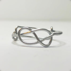 Silver Infinity knot ring • Adjustable couple promise ring for her • Sterling silver Love knot jewelry pinky ring wrap