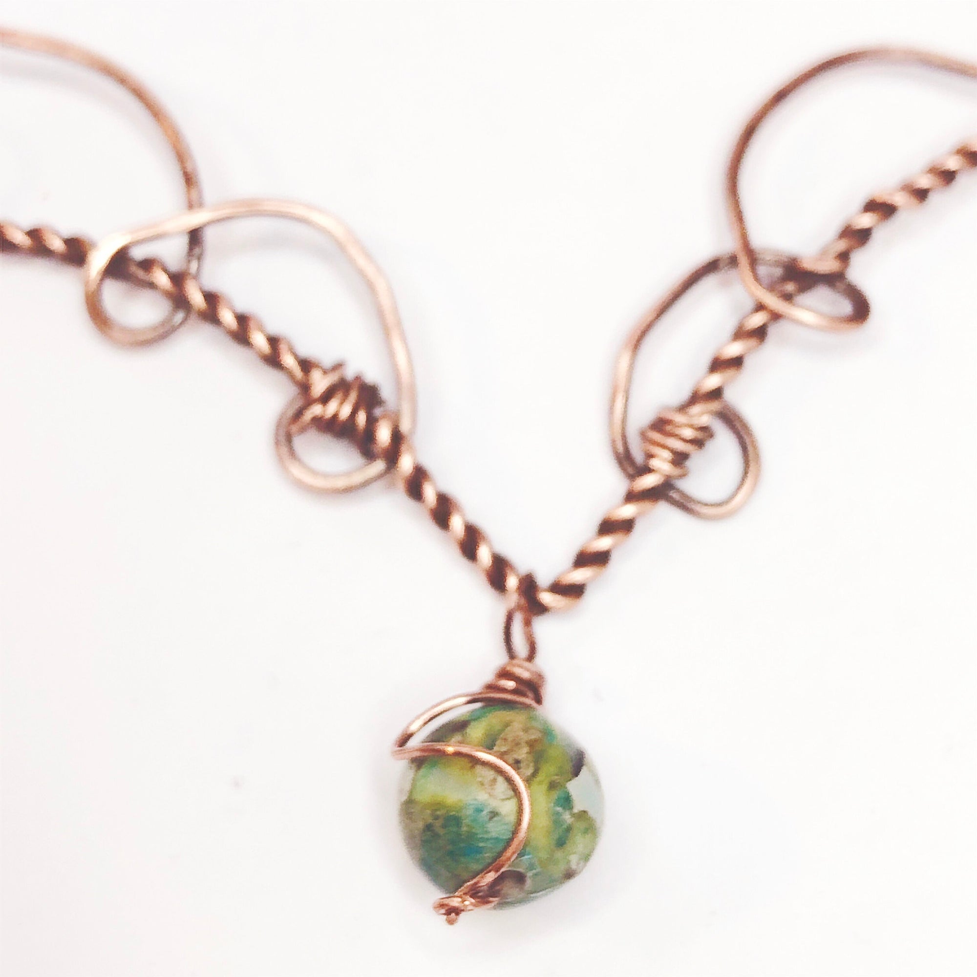 Elvish Fairycore nature inspired necklace with Imperial Jasper stone accent