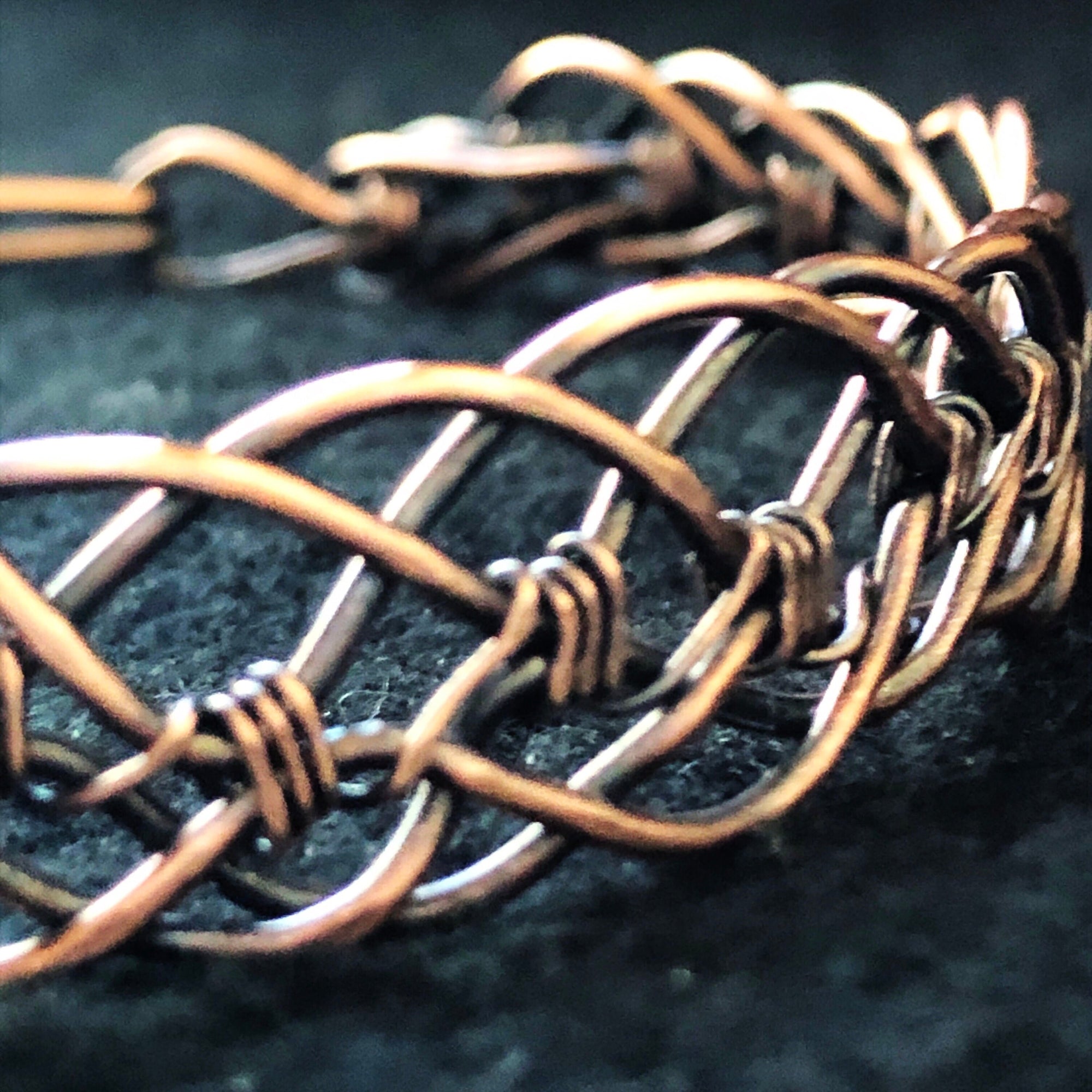 Men’s or women’s unisex copper weave bracelet with or without patina