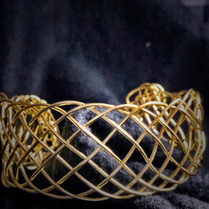 Viking weave braided bracelet in gold, silver or copper - Adjustable cuff