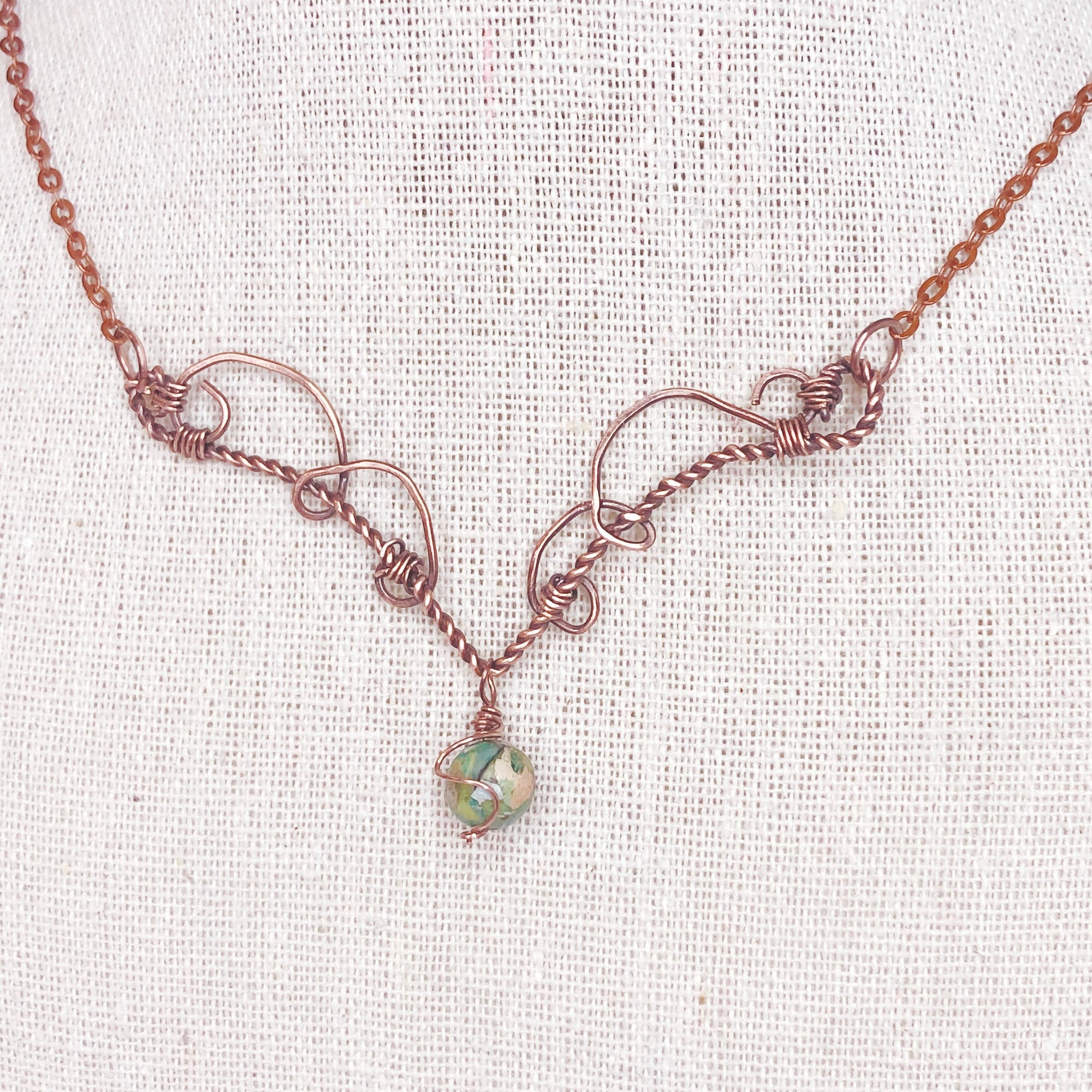Elvish Fairycore nature inspired necklace with Imperial Jasper stone accent