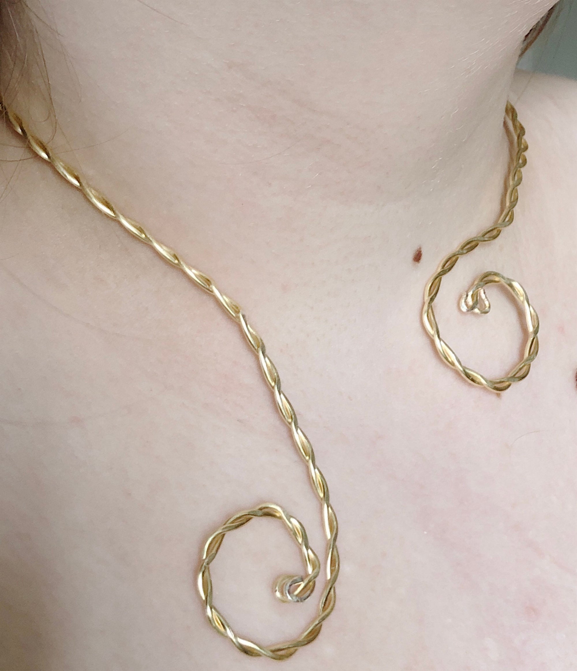 Open collar necklace, Metal choker Gold collar choker for women, Cuff necklace open choker, Norse jewelry celtic necklace