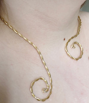 Torque viking jewelry, Brass gold choker necklace, Cuff necklace open choker, Norse jewelry celtic necklace, Pagan scottish irish jewelry