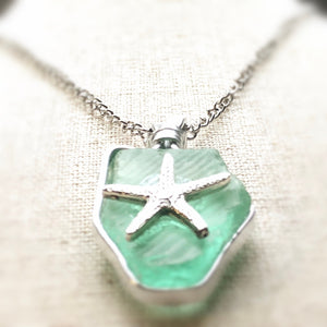 Seafoam Daydream green sea glass starfish pendant jewelry