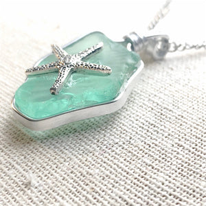 Seafoam Daydream green sea glass starfish pendant jewelry