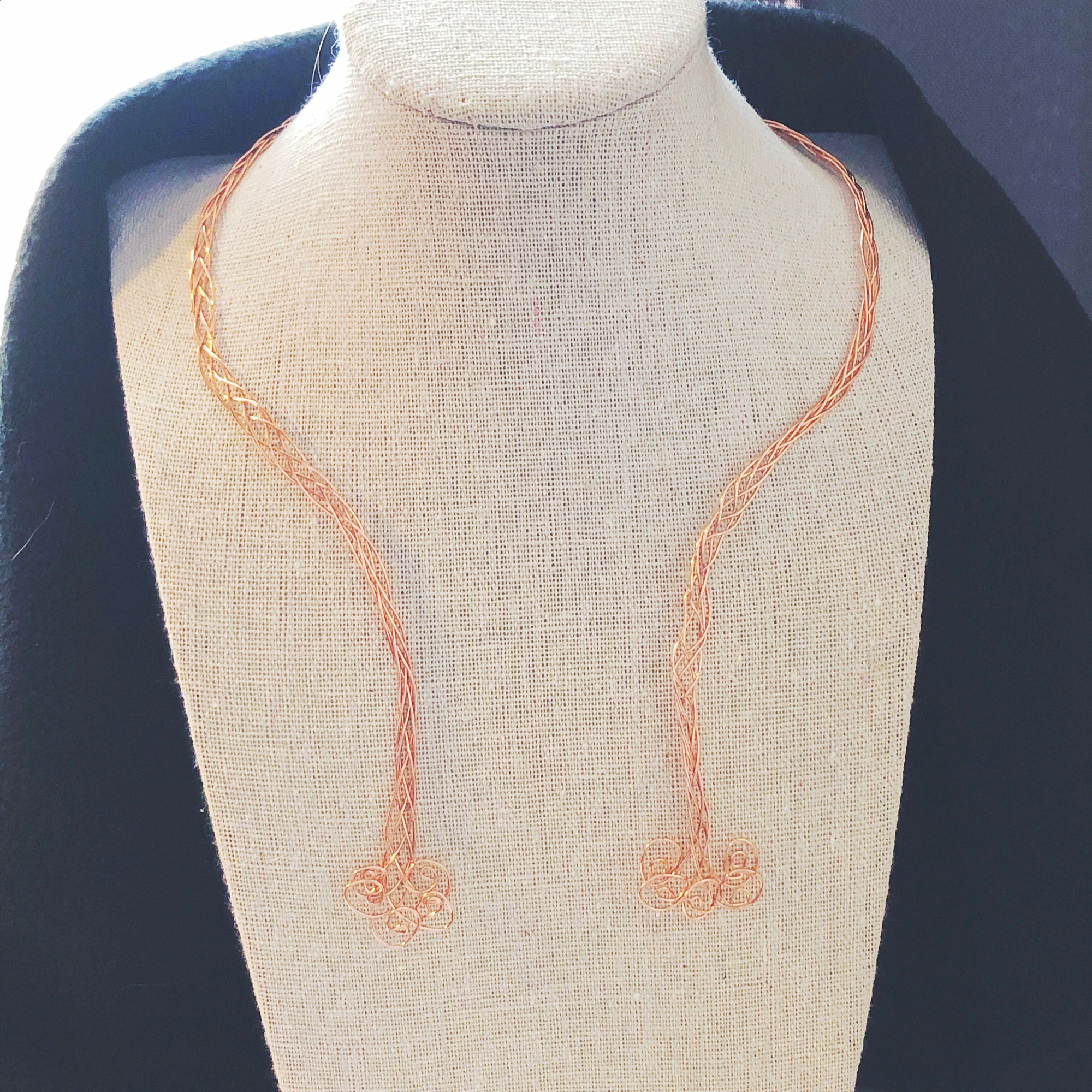 Copper Viking necklace, Celtic knot collar necklace, Norse jewelry Choker necklace for women, Copper woven necklace, Dainty Celtic jewelry