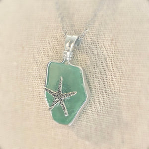 Seafoam Daydream green sea glass starfish pendant jewelry