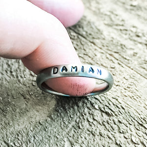 Custom Engraved Rings with Names - Silver