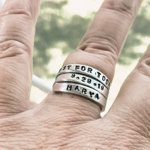 Personalized Spiral Rings - Engraved Adjustable Ring Wraps