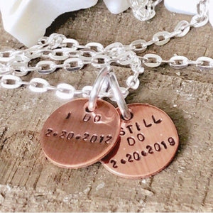 Personalized Copper Anniversary Gift for Him or Her - Hand Stamped Trinkets Jewelry