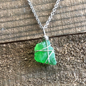 Green Sea Glass Jewellery Necklace