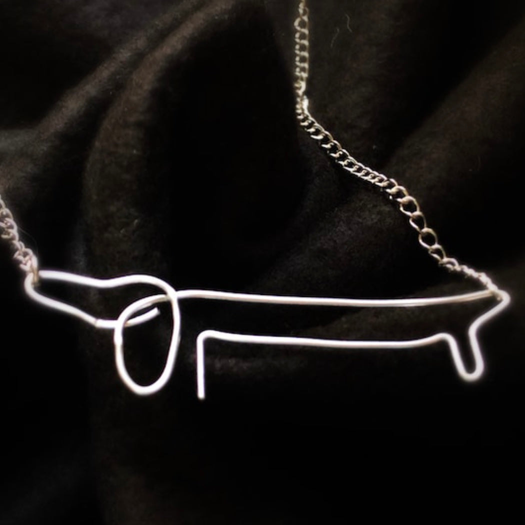 Pablo Picasso Inspired .925 Sterling Silver Longhaired Dachshund Necklace: Wearable Art for Doxie Lovers